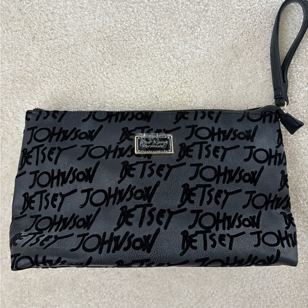 Betsy Johnson large logo Clutch with wristlet strap
